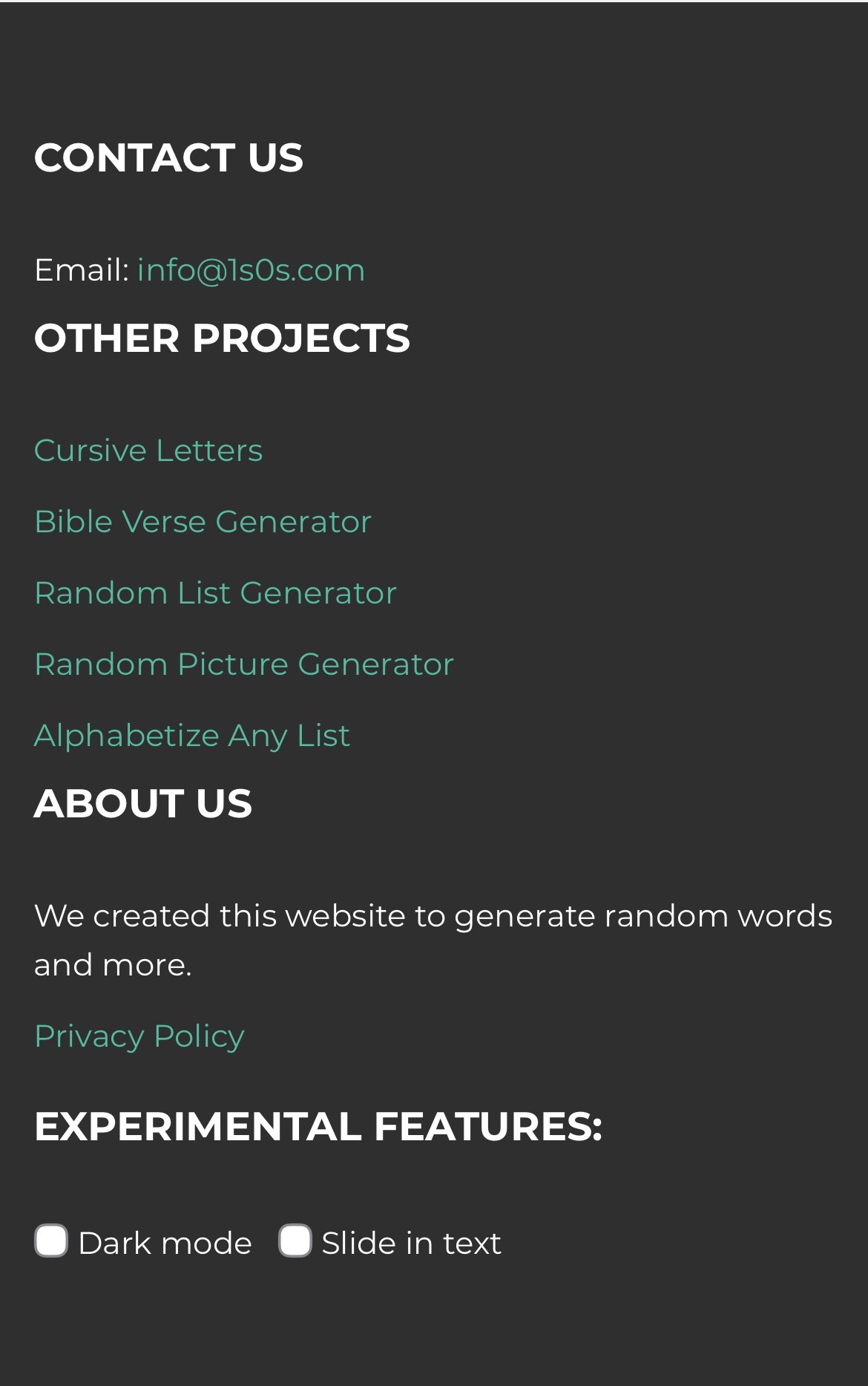 Website Information